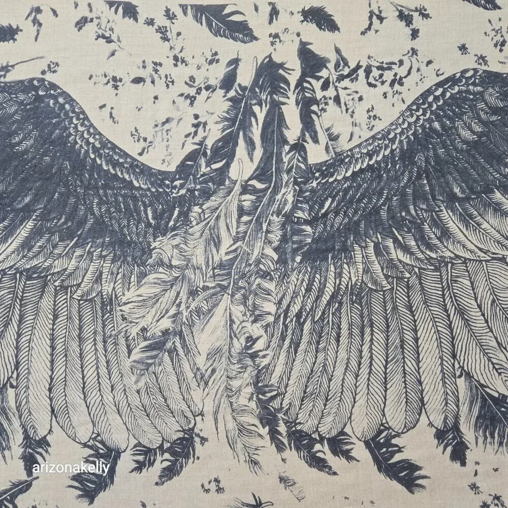 Cotton Scarf Angel Wings Bird Feathers - Picture 6 of 8